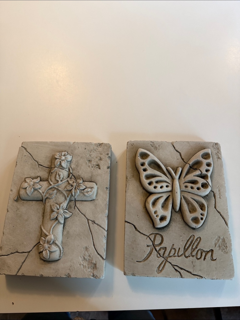 Stonebriar Collection Decorative Cement Cross and Butterfly Wall Plaques